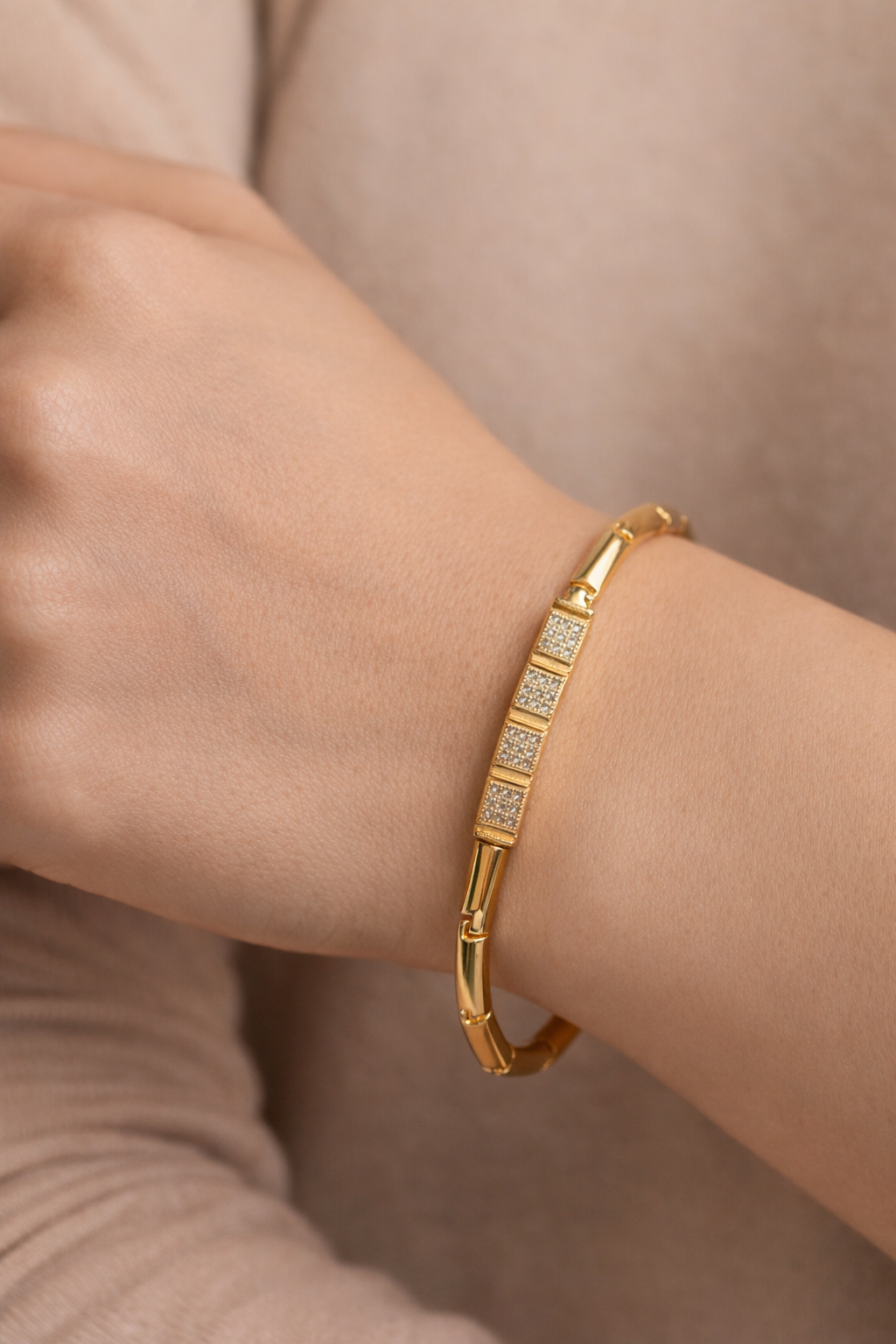 Golden Bamboo Elegance Bracelet