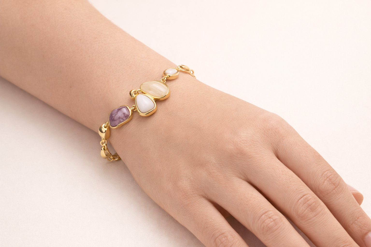 Gold-Plated Stone Accent Bracelet