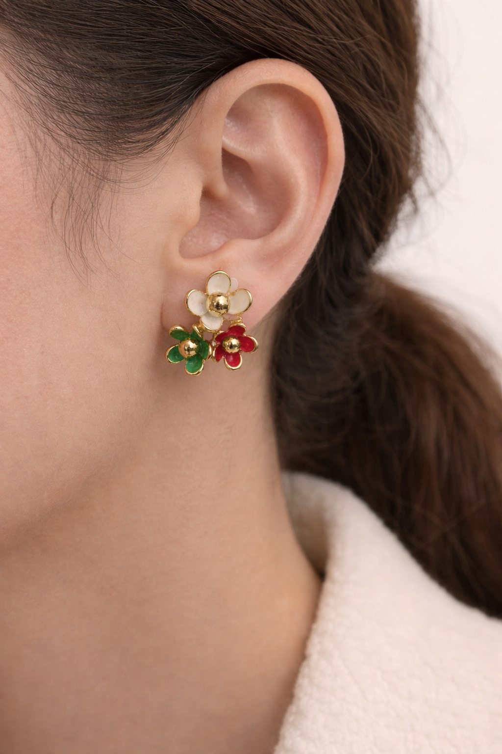 Tricolor Blossom Stud Earring