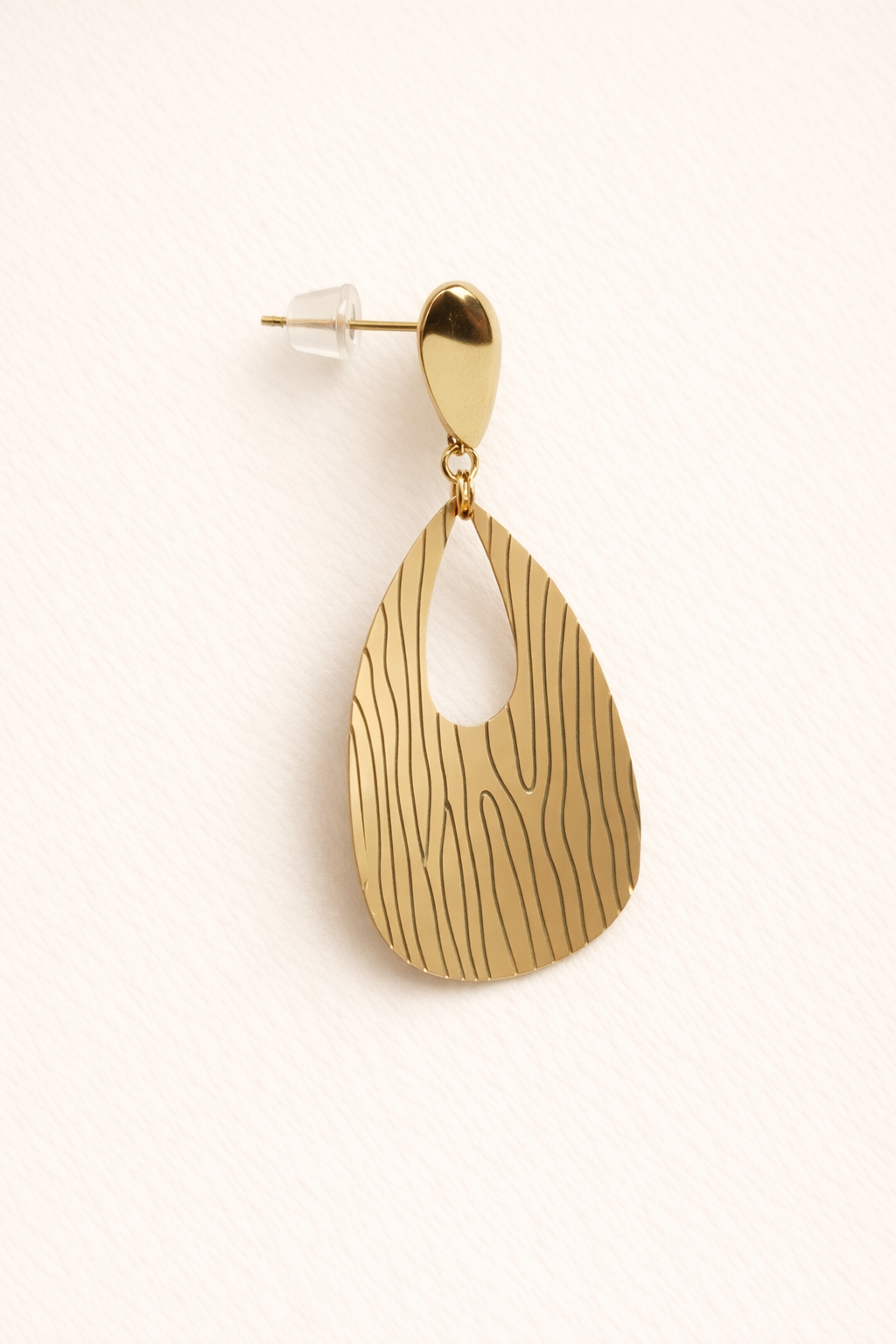 Golden Woodgrain Teardrop Earrings