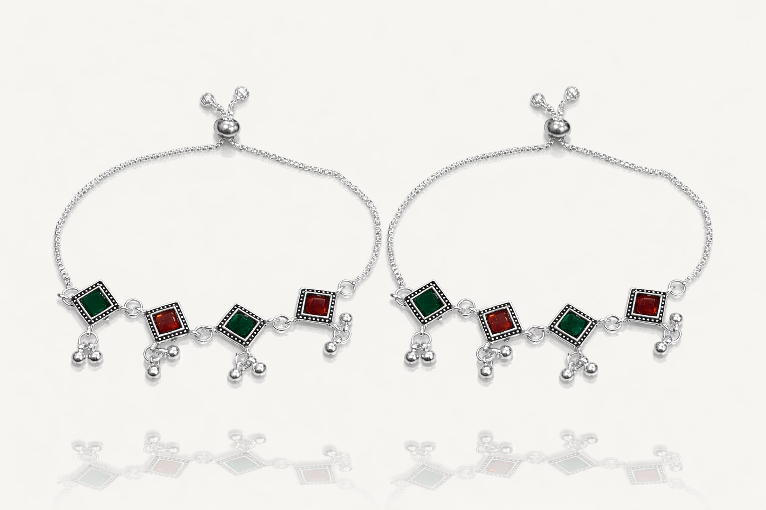 Emerald Ruby Charm Anklet