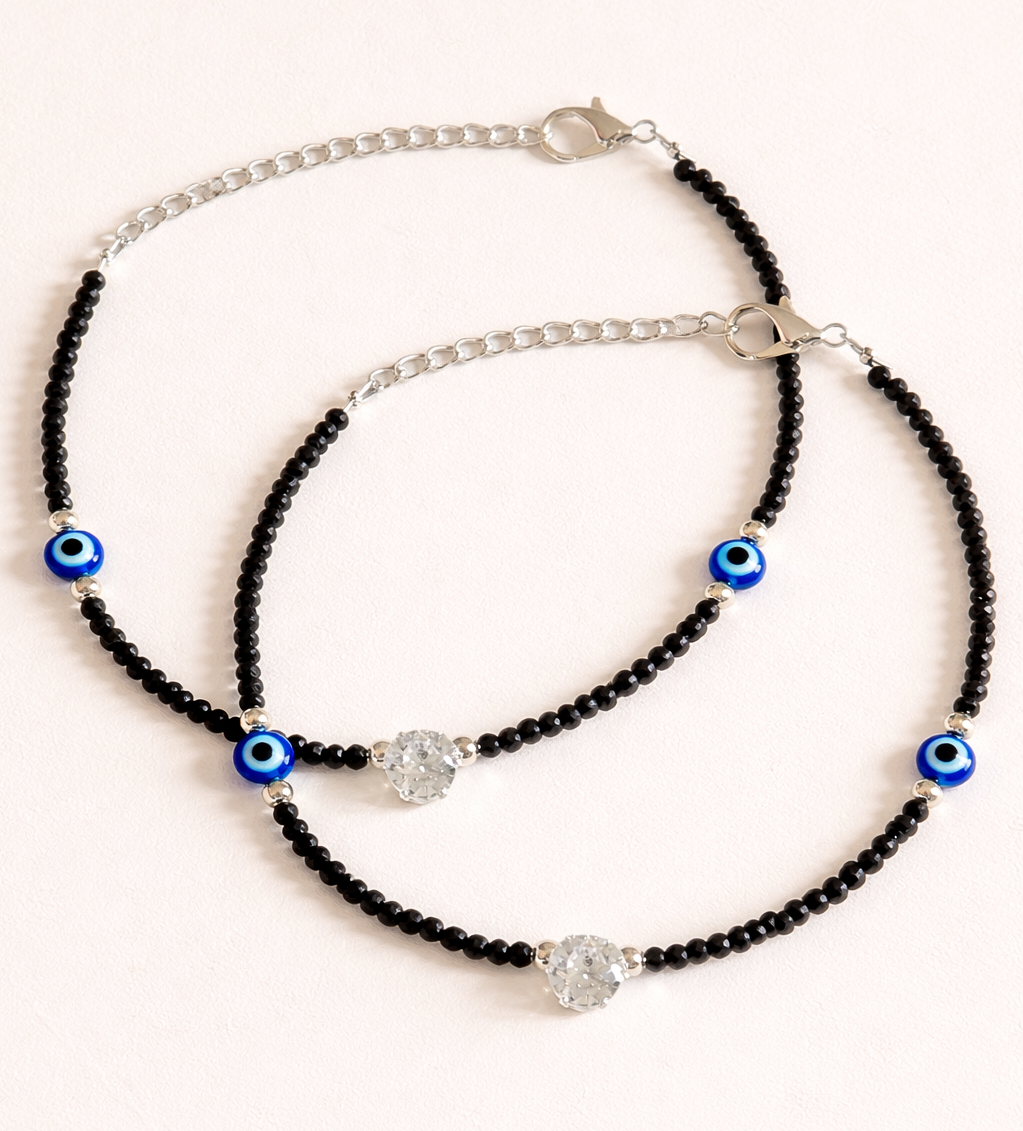 Evil Eye Crystal Charm Anklet