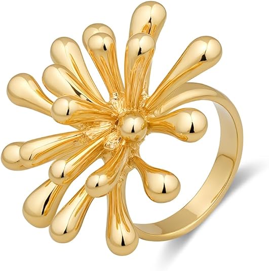 Gold-Plated Floral Burst Statement Rin