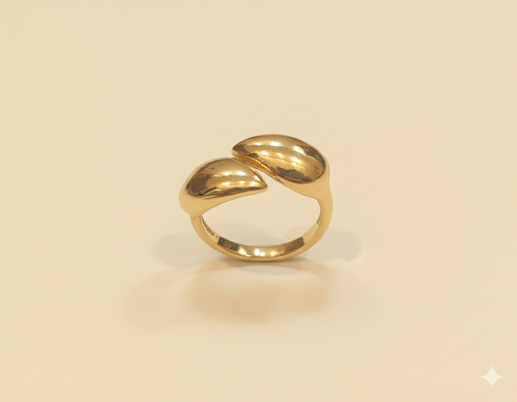 Golden Embrace Teardrop Ring