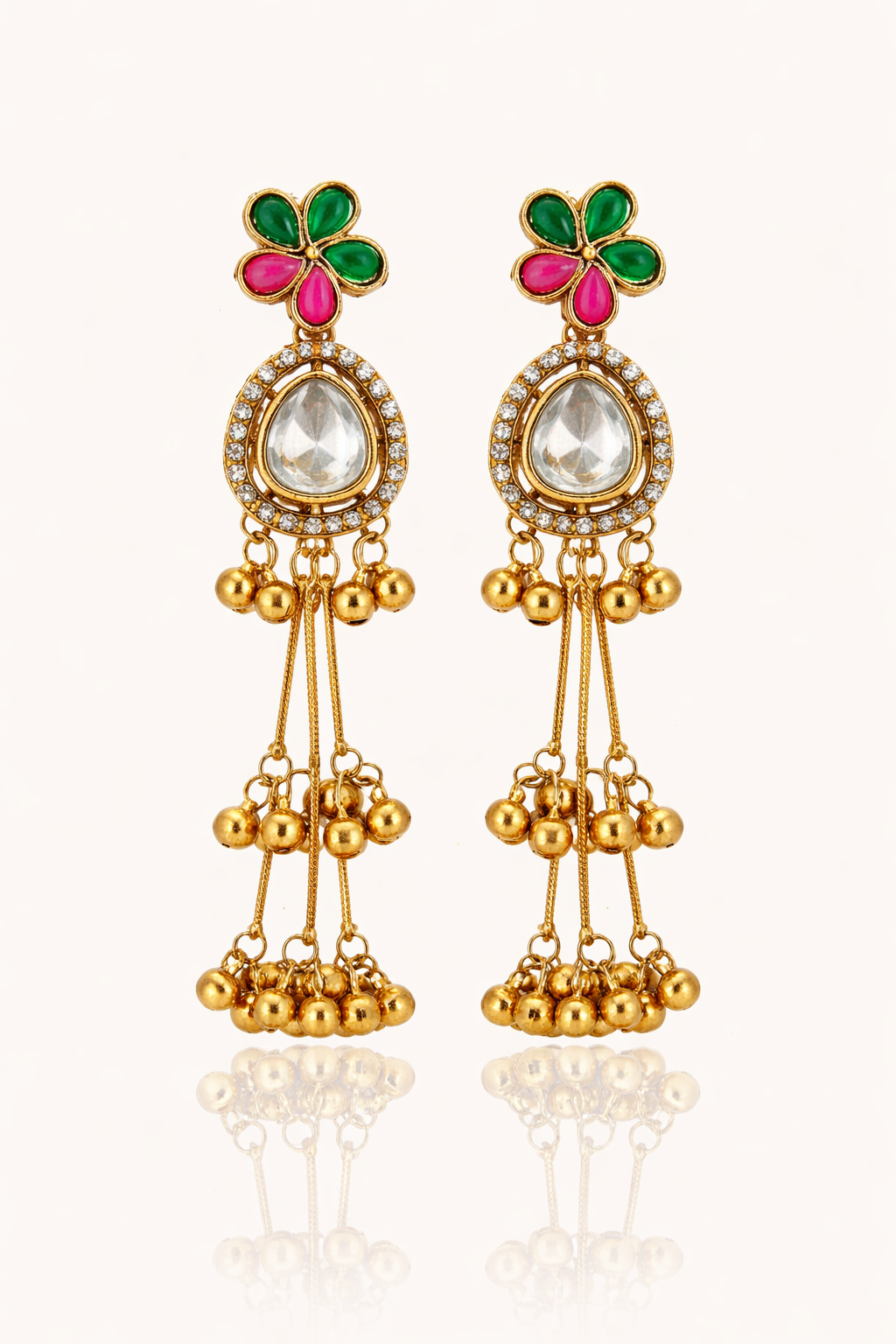 Kashmiri Gul-Noor Shoulder-Length Earrings