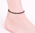 Midnight Ruby Bead Anklet