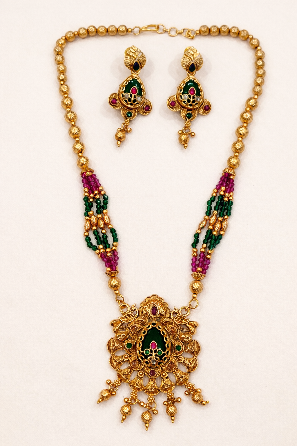 Rajwadi Emerald Ruby Heirloom Set