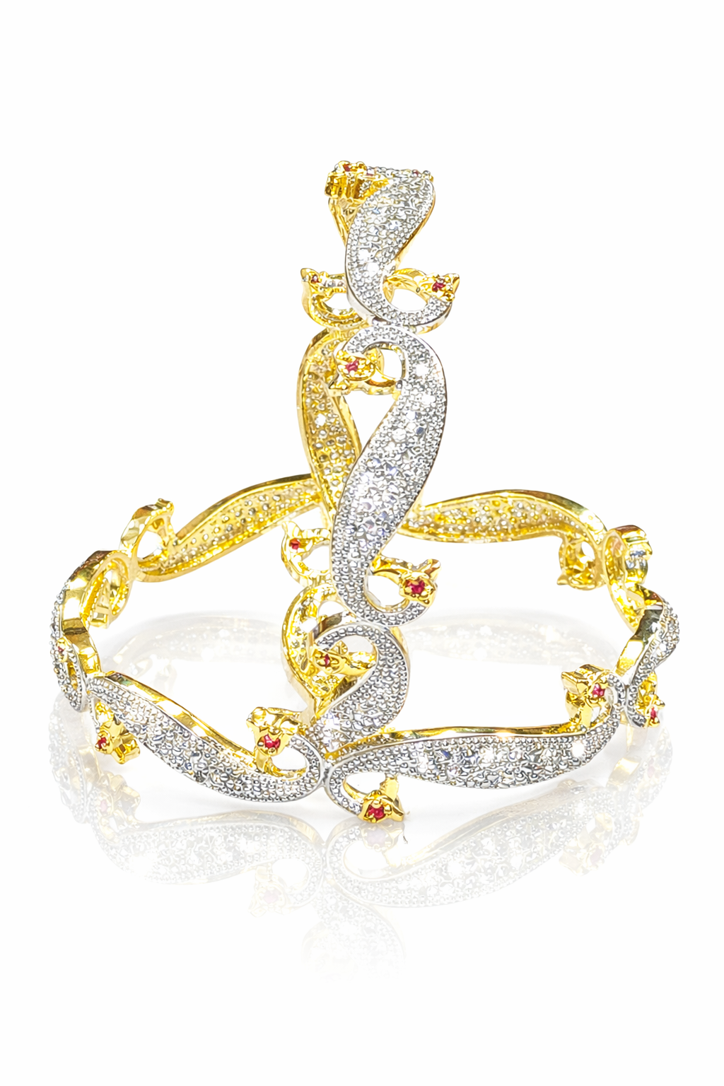 Regal Peacock Grace Bangles – Gold & Silver Tone