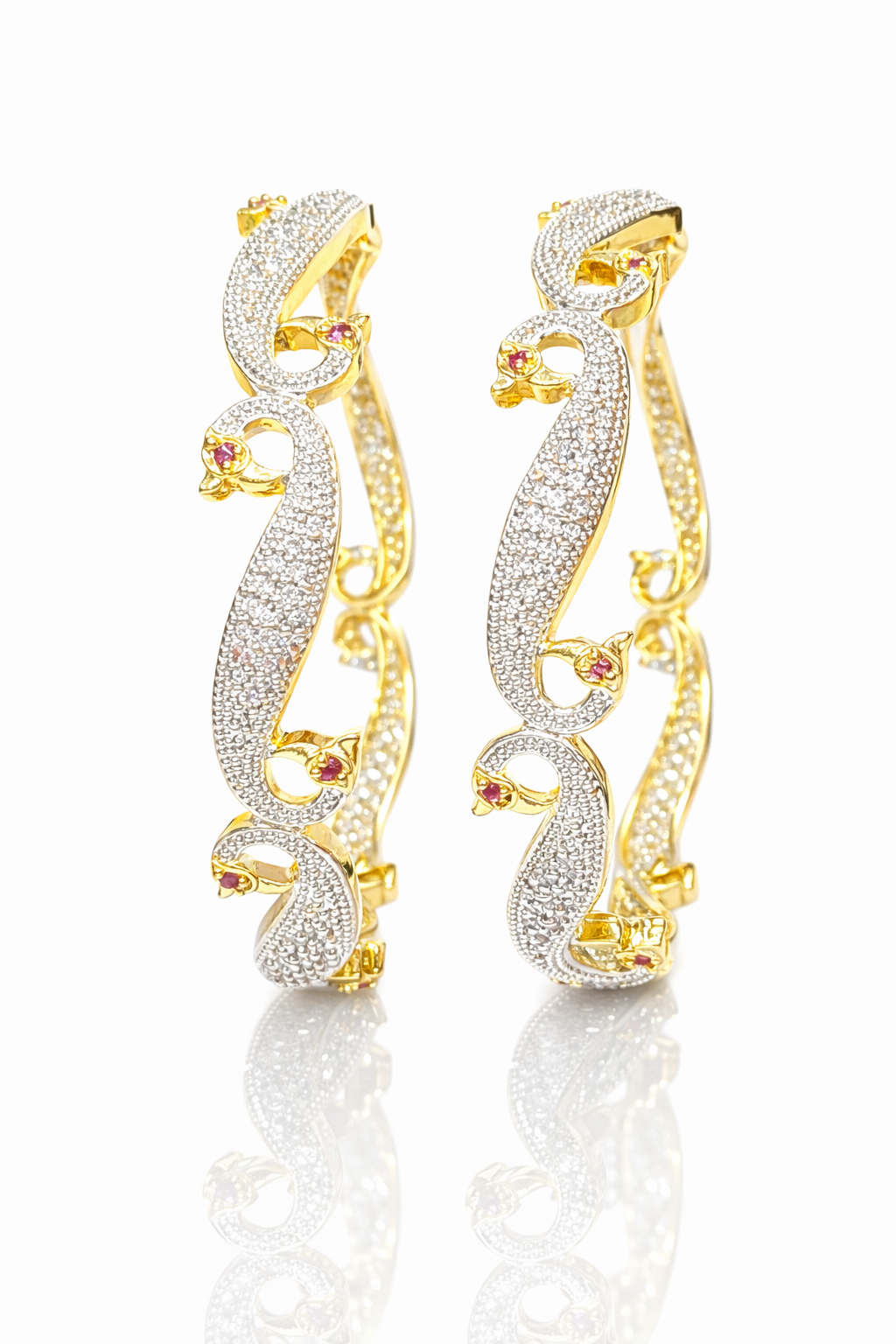 Regal Peacock Grace Bangles – Gold & Silver Tone