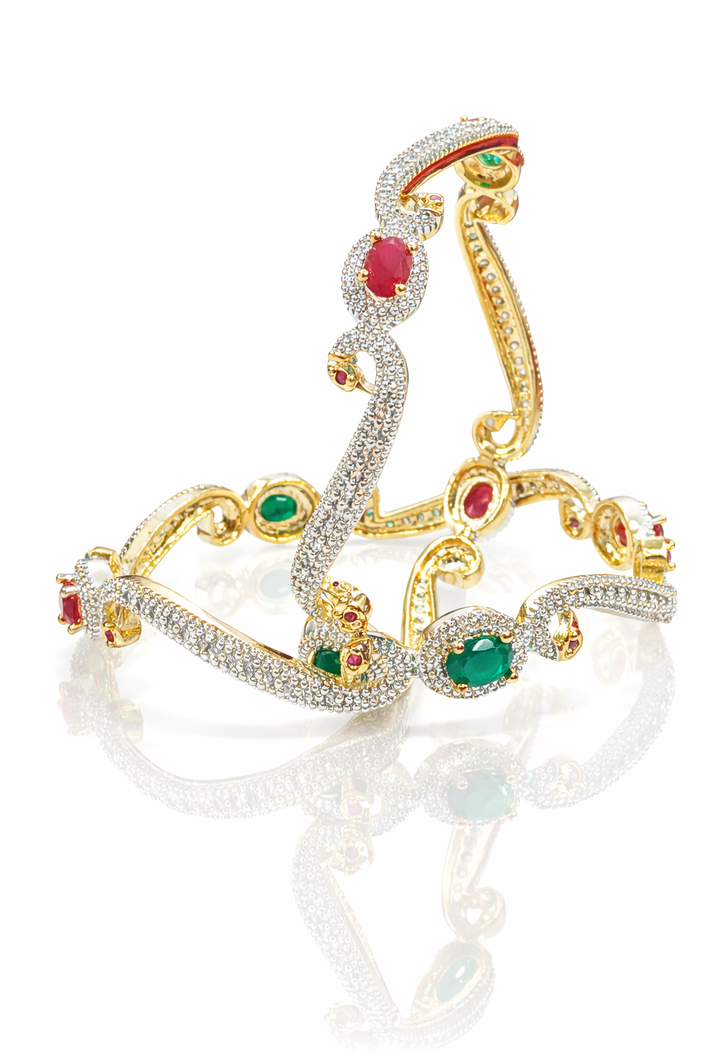 Royal Emerald Ruby Wave Bangles