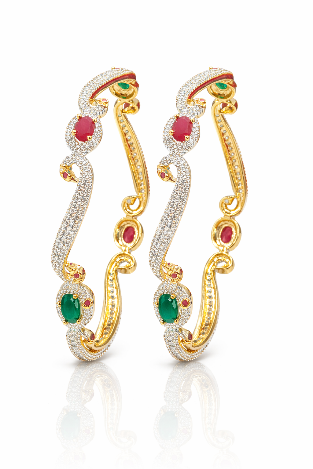 Royal Emerald Ruby Wave Bangles