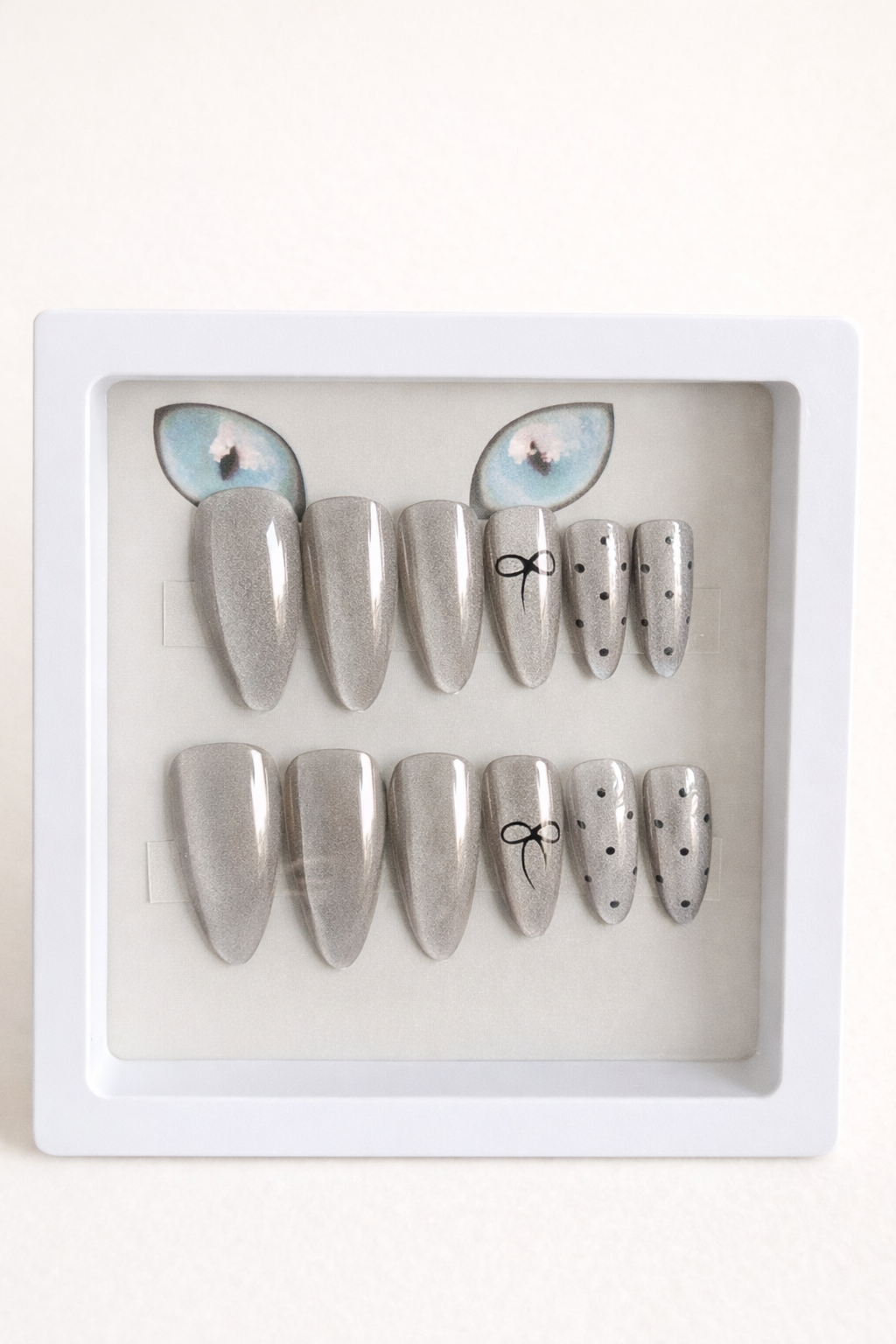 Silver Whisper Bow Nails