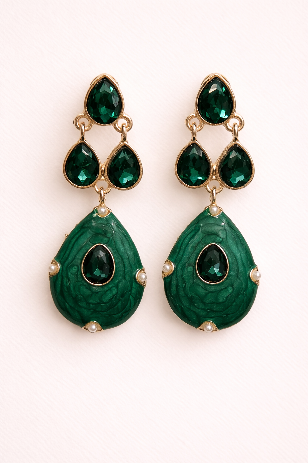 Emerald Aura Malachite Drop Earrings